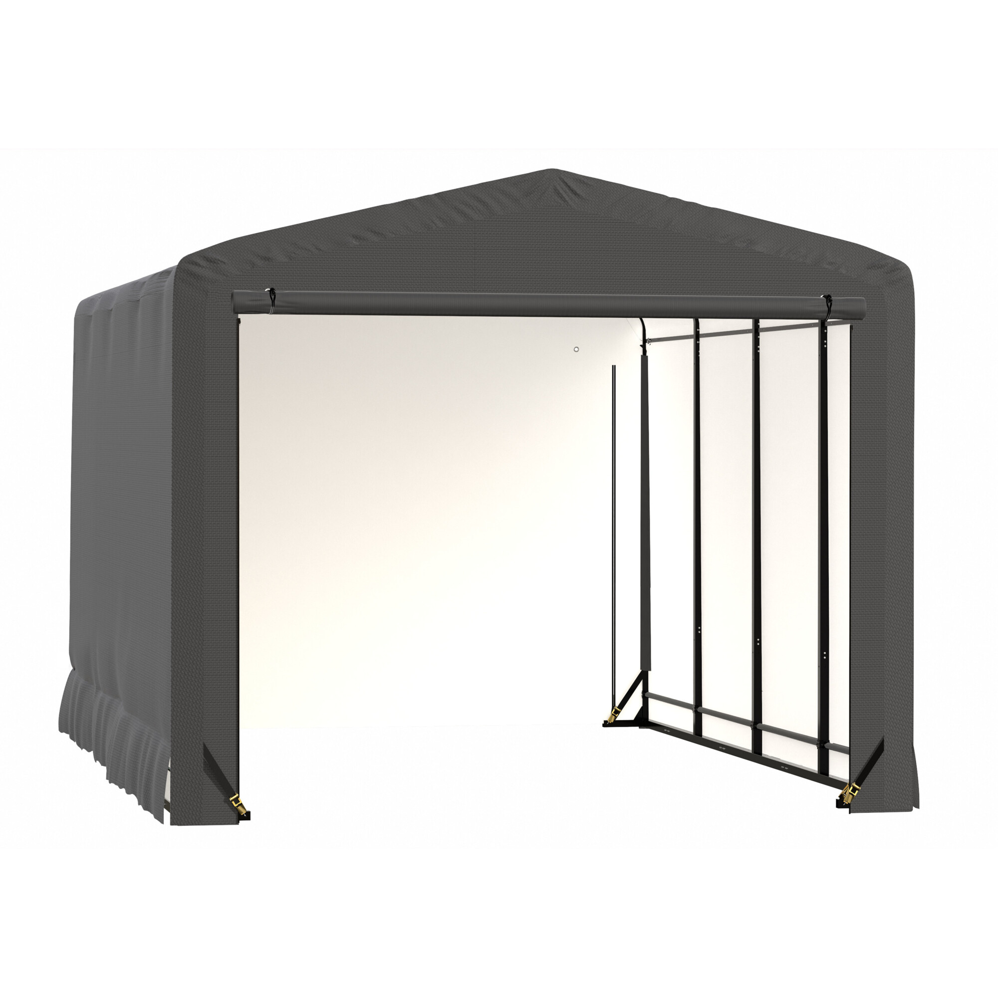 ShelterLogic ShelterTube Wind and Snow Rated Garage - 12ft. x 18ft. x 10ft., Industrial-Strength Steel Frame, Waterproof Fabric, Gray, Model# SQAACC0103C01201810